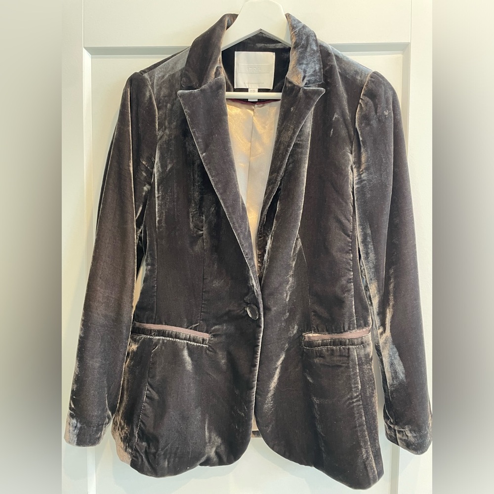 Anthropologie Velvet Blazer in Rich Brown